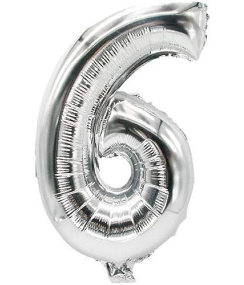     			Lalantopparties Number foil balloon 16 inch 6 number For party decoration, birthday, anniversary, wedding, valentine, baby decoration, bachelorette, bachelors, christmas decoration, silver (Pack of 1)