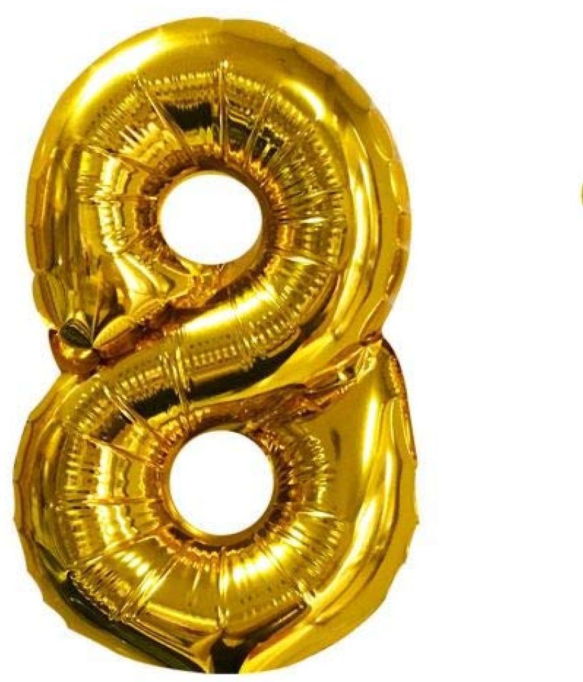     			Lalantopparties Number foil balloon 16 inch 8 number For party decoration, birthday, anniversary, wedding, valentine, baby decoration, bachelorette, bachelors, christmas decoration, Gold (Pack of 1)