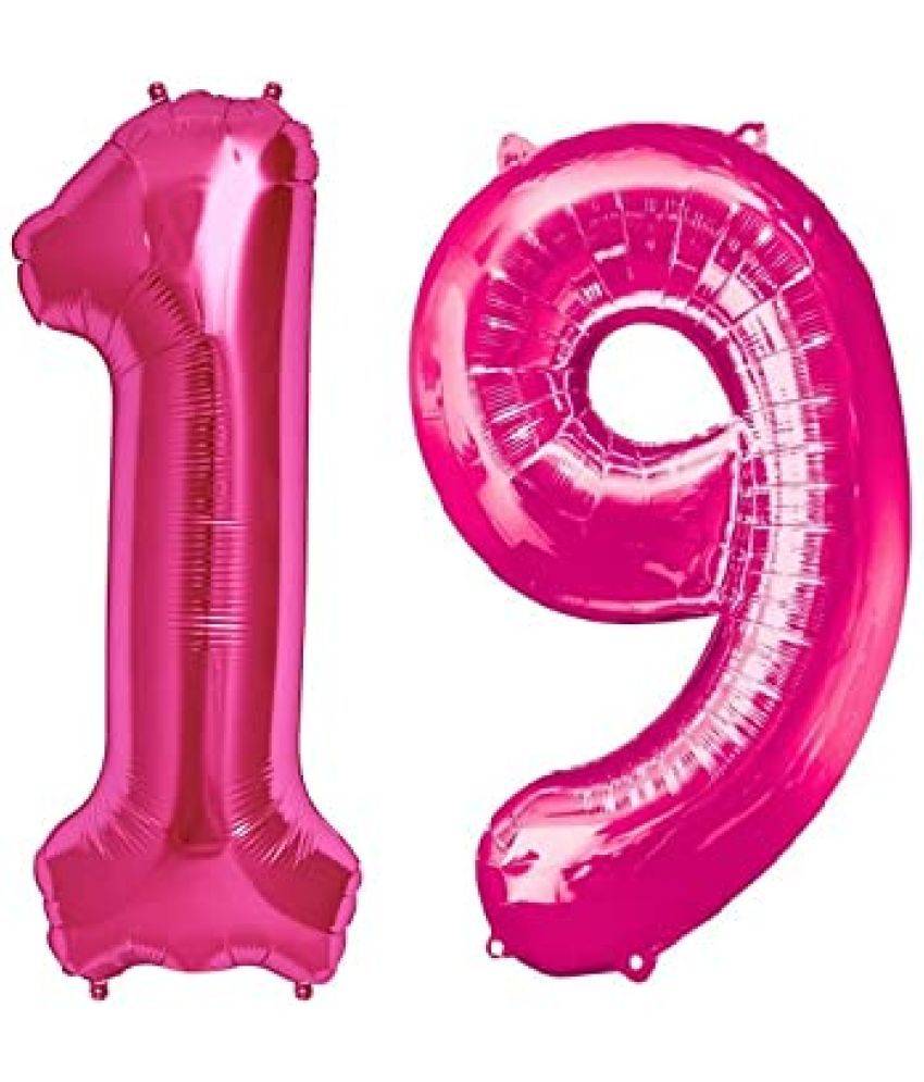     			Lalantopparties Number foil balloon 16 inch 19 number For party decoration, birthday, anniversary, wedding, valentine, baby decoration, bachelorette, bachelors, christmas decoration, Pink (Pack of 1)