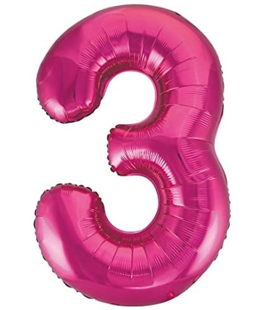     			Lalantopparties Number foil balloon 16 inch 3 number For party decoration, birthday, anniversary, wedding, valentine, baby decoration, bachelorette, bachelors, christmas decoration, Pink (Pack of 1)