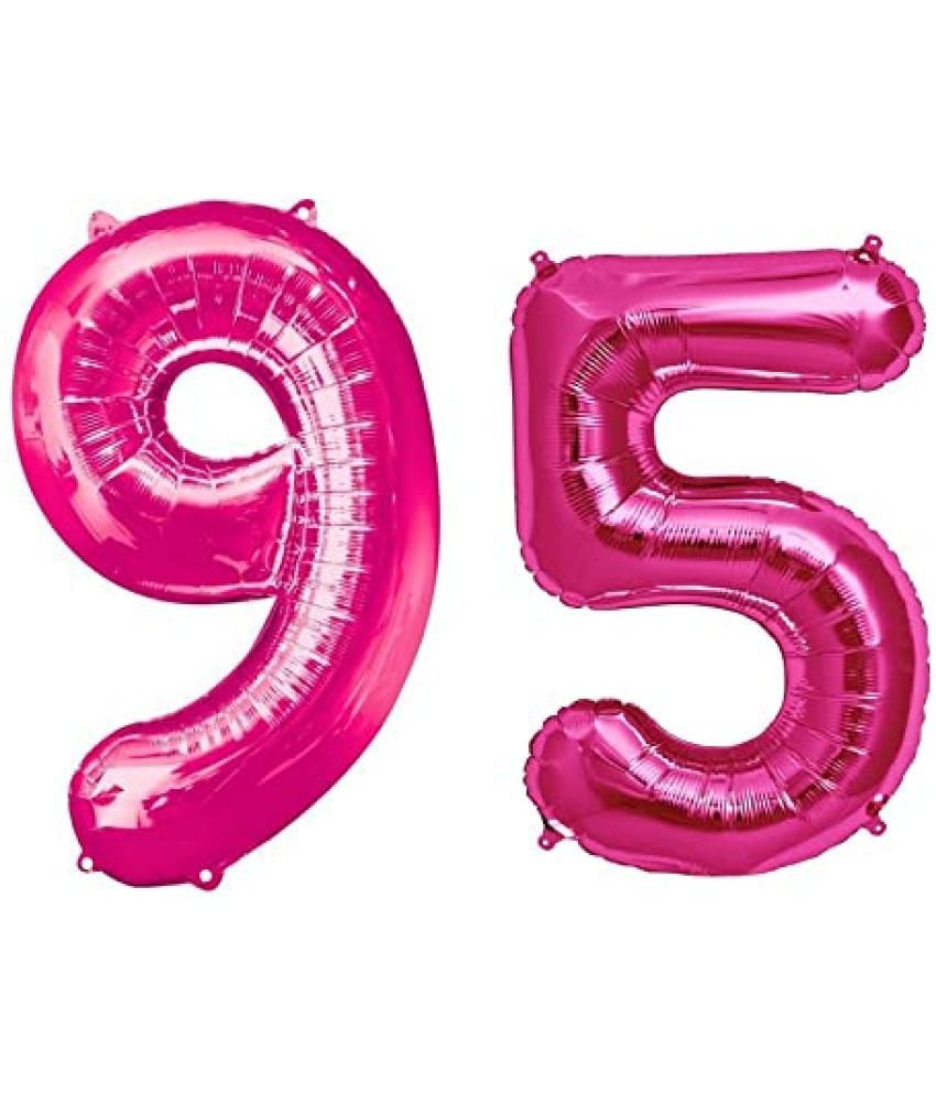     			Lalantopparties Number foil balloon 16 inch 95 number For party decoration, birthday, anniversary, wedding, valentine, baby decoration, bachelorette, bachelors, christmas decoration, Pink (Pack of 1)