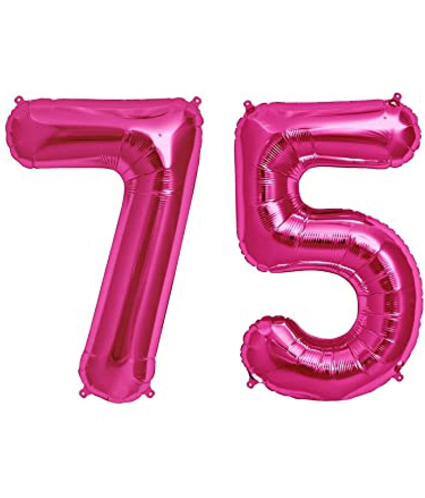     			Lalantopparties Number foil balloon 16 inch 75 number For party decoration, birthday, anniversary, wedding, valentine, baby decoration, bachelorette, bachelors, christmas decoration, Pink (Pack of 1)