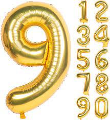     			Lalantopparties Number foil balloon 32 inch 9 number For party decoration, birthday, anniversary, wedding, valentine, baby decoration, bachelorette, bachelors, christmas decoration, Gold (Pack of 1)