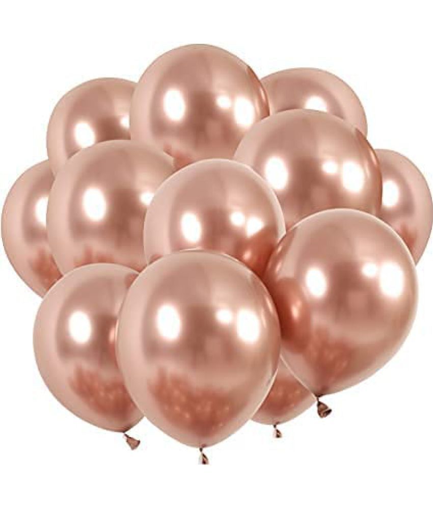     			Lalantopparties Shiny Balloons Chrome Metallic 12 Inch For Birthday deccration, theme decoration, valentine, wedding, event, bachelorette, bachelors party, anniversary, Rose Gold(10 pcs Pack of 1)