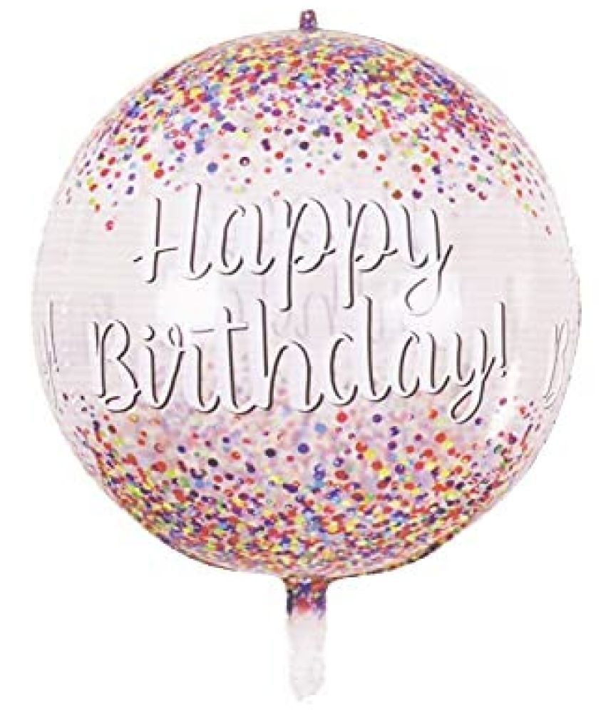     			Lalantopparties Transparent Confetti 22 inch Balloon with Happy Birthday printed For Birthday decoration, theme decoration, bachelorette, bachelors party, Multicolor(Pack of 1)