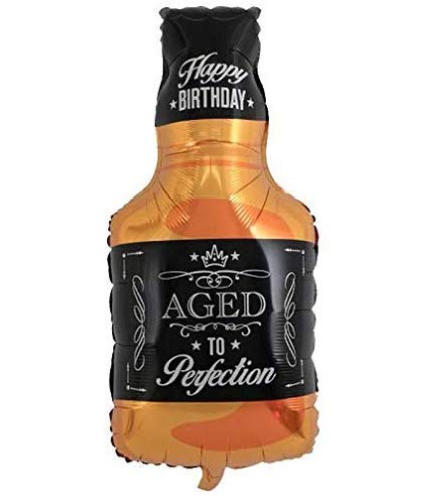     			Lalantopparties Whiskey Bottle Shape Foil Balloon Aged To Perfection Mylar Birthday Helium Balloon 34 inch For 40Th Birthday, 30Th Birthday, 50Th Birthday Decoration, Multicolor (Pack of 1 )