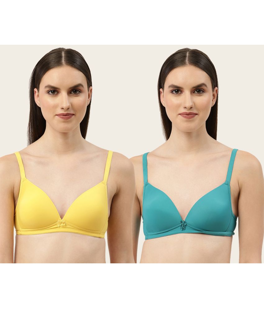     			Leading Lady - Yellow Polyester Lightly Padded Women's T-Shirt Bra ( Pack of 2 )