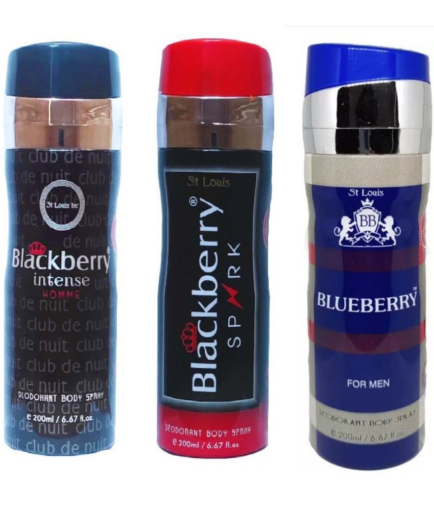     			St Louis - BLACKBERRY SPARK, INTENSE ,BLUE BERRY Deodorant Spray for Men,Women 600 ml ( Pack of 3 )
