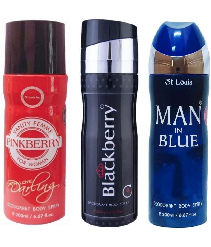     			St Louis - MAN IN BLUE,PINK BERRY,BLUE BERRY. Deodorant Spray for Men,Women 600 ml ( Pack of 3 )