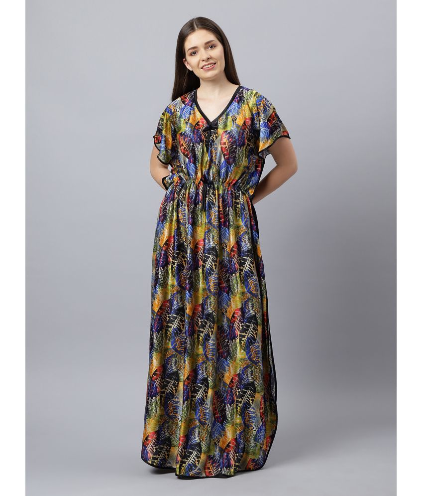     			BAILEY SELLS - Multi Color Satin Women's Nightwear Kaftan Night Dress ( Pack of 1 )