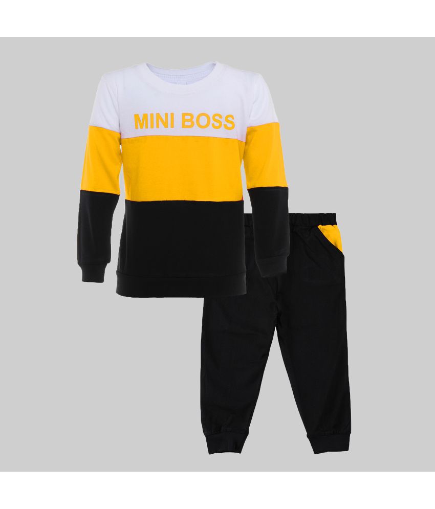     			CATCUB - Yellow Cotton Unisex Sweatshirt & Jogger Set ( Pack of 1 )