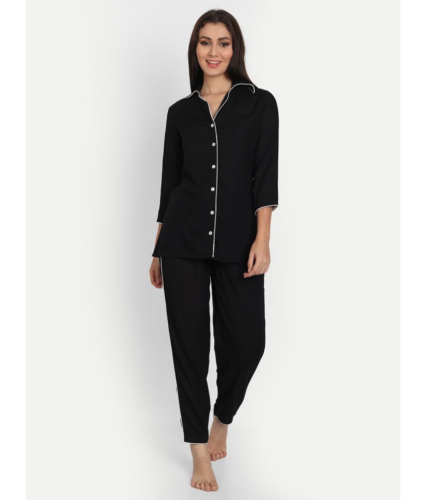     			Frionkandy - Black Rayon Women's Nightwear Nightsuit Sets ( Pack of 1 )