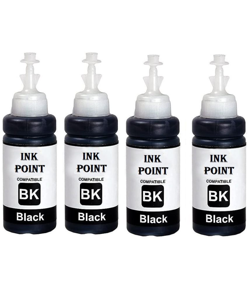     			INK POINT Black Four bottles Refill Kit for Refill Ink for Ep T664 Dye Ink Compatible EcoTank Inkjet Printer E_pson L130 Black Ink Bottle
