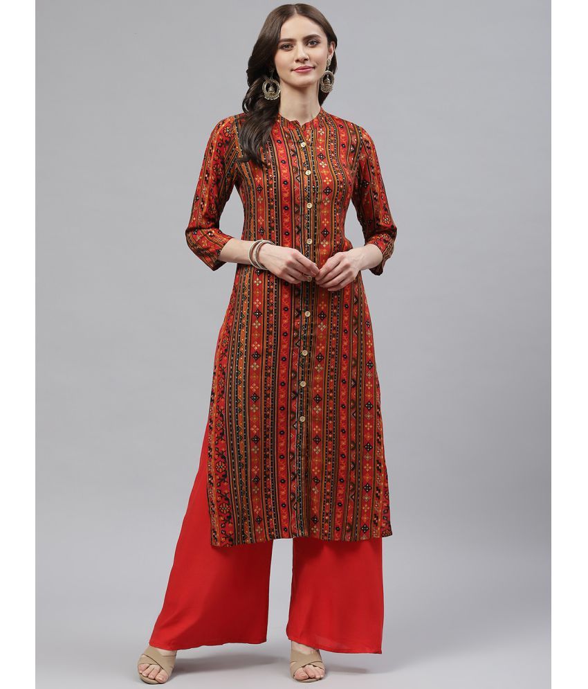     			KIPEK - Orange Viscose Women's Straight Kurti ( Pack of 1 )