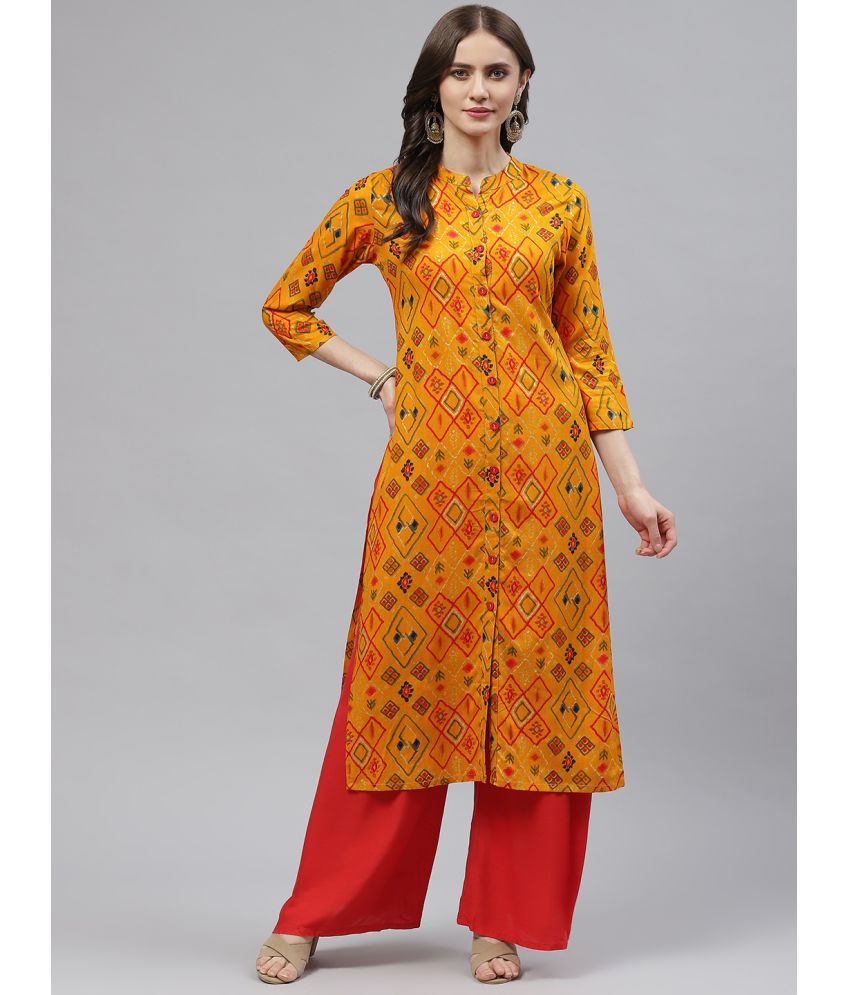     			KIPEK - Yellow Viscose Women's Straight Kurti ( Pack of 1 )