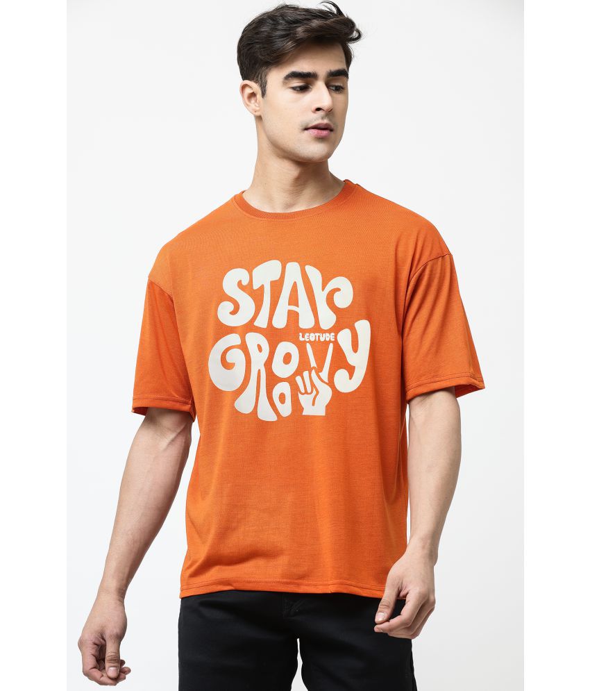     			Leotude - Orange Cotton Blend Oversized Fit Men's T-Shirt ( Pack of 1 )