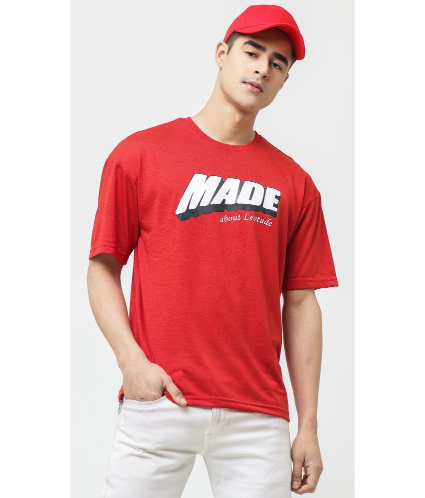     			Leotude - Red Cotton Blend Oversized Fit Men's T-Shirt ( Pack of 1 )