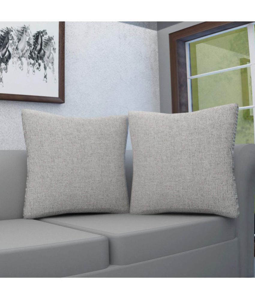     			MAHALUXMI COLLECTION - Silver Jute Cushion Cover Set of 2 (60X60)cm