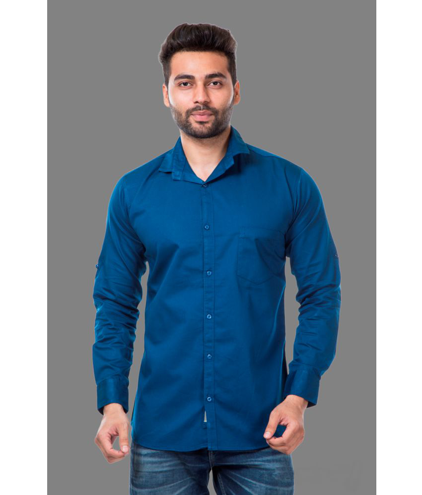     			MOUDLIN - Blue Cotton Blend Slim Fit Men's Casual Shirt ( Pack of 1 )