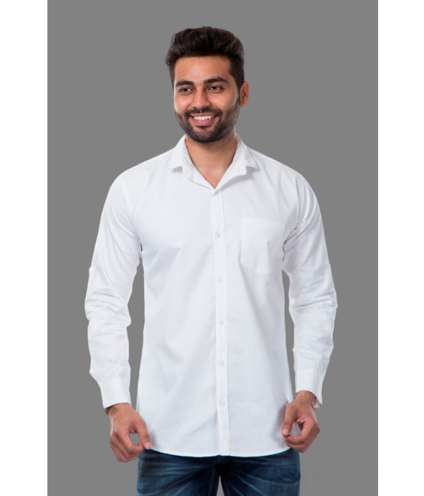    			MOUDLIN - White Cotton Blend Slim Fit Men's Casual Shirt ( Pack of 1 )