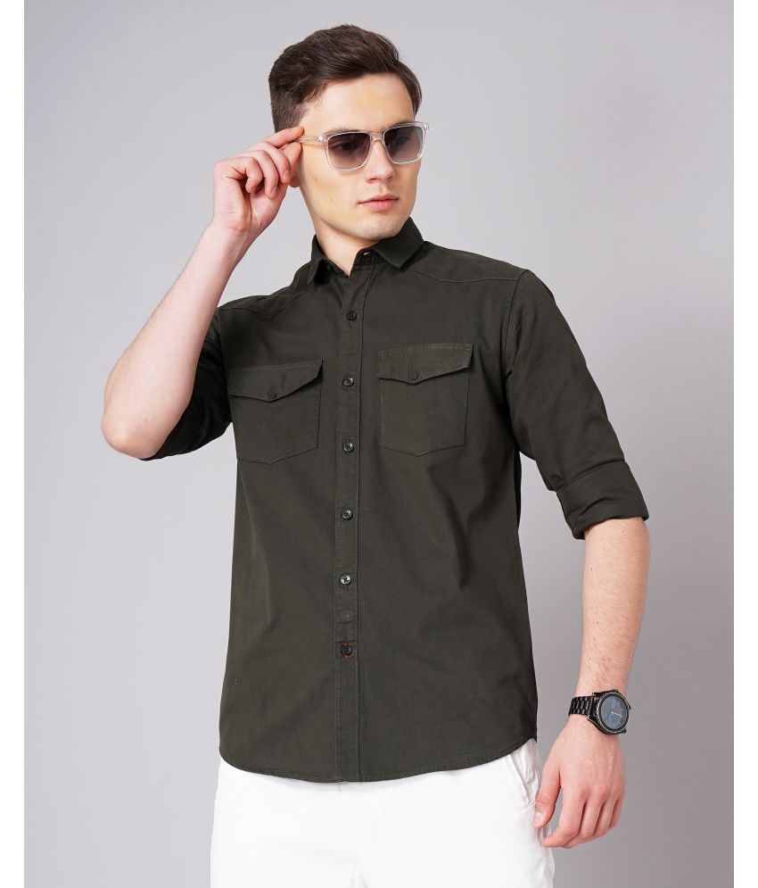     			Paul Street - Olive 100% Cotton Slim Fit Men's Casual Shirt ( Pack of 1 )