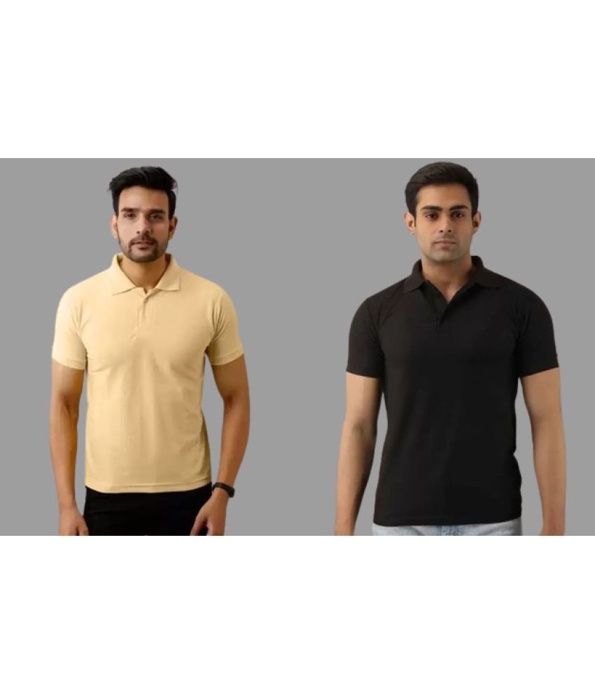     			SKYRISE - Black Cotton Blend Slim Fit Men's Polo T Shirt ( Pack of 2 )