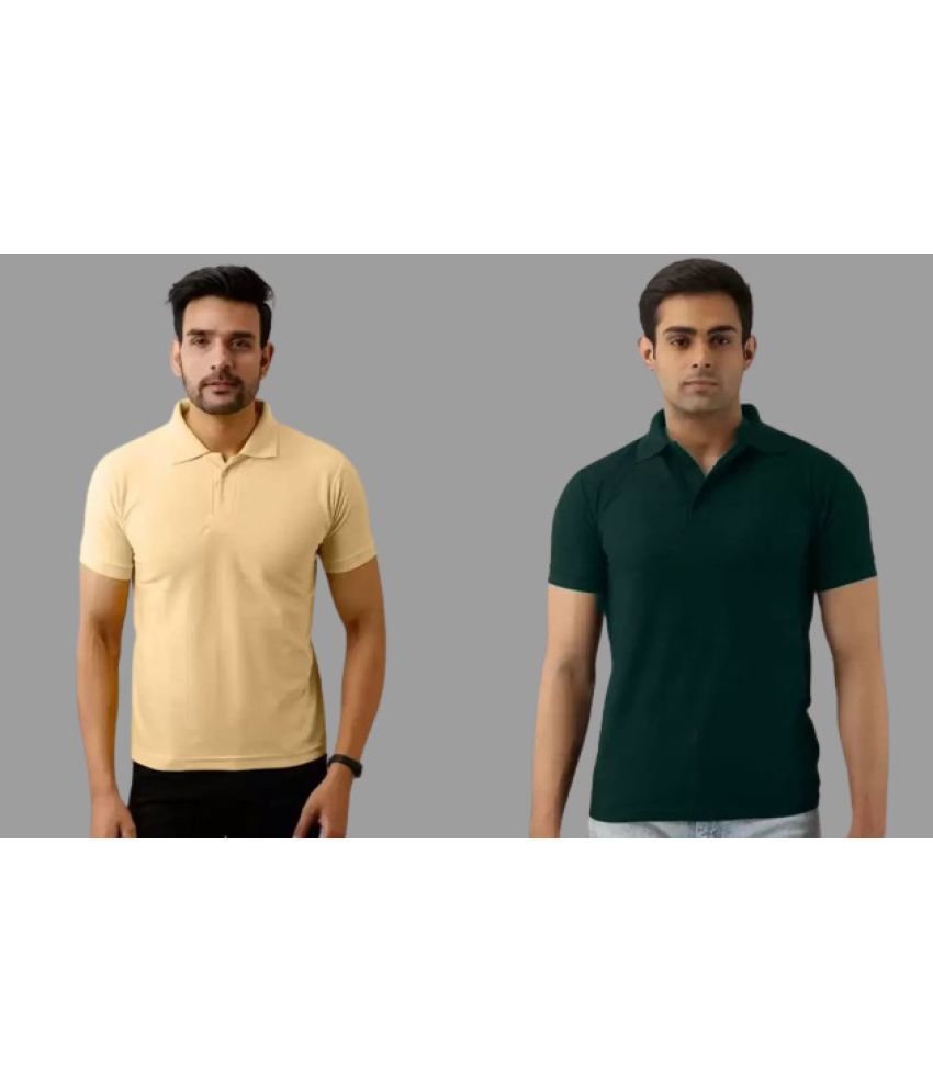     			SKYRISE - Dark Green Cotton Blend Slim Fit Men's Polo T Shirt ( Pack of 2 )