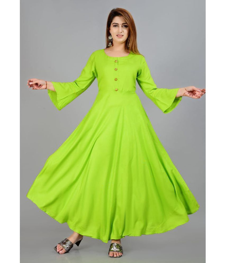     			Smien - Sea Green Rayon Women's Anarkali Kurti ( Pack of 1 )