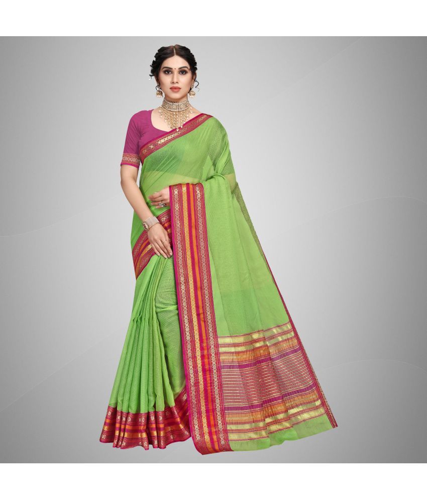     			StyleDeal - LightGreen Cotton Silk Saree With Blouse Piece ( Pack of 1 )