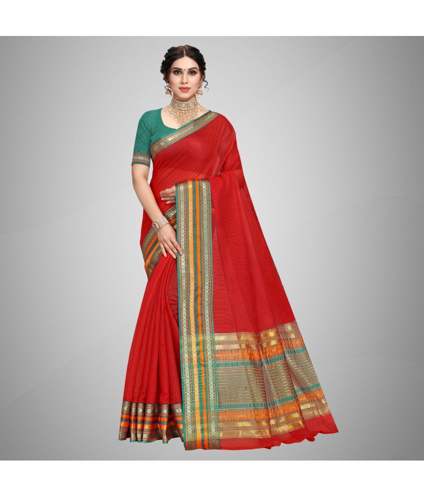     			StyleDeal - Red Cotton Silk Saree With Blouse Piece ( Pack of 1 )