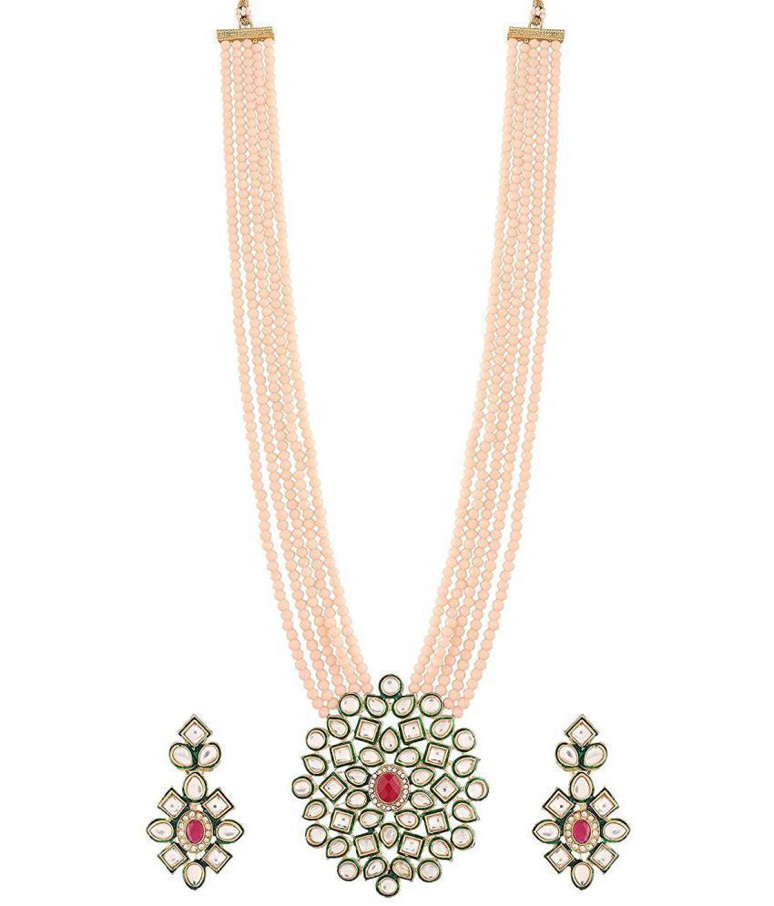     			Sunhari Jewels - Peach Alloy Necklace Set ( Pack of 1 )