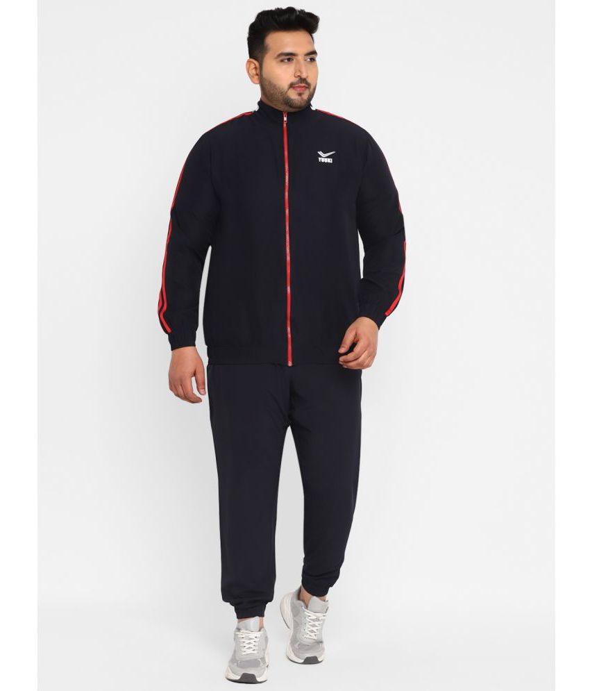     			YUUKI - Navy Polyester Regular Fit Striped Men's Sports Tracksuit ( Pack of 1 )