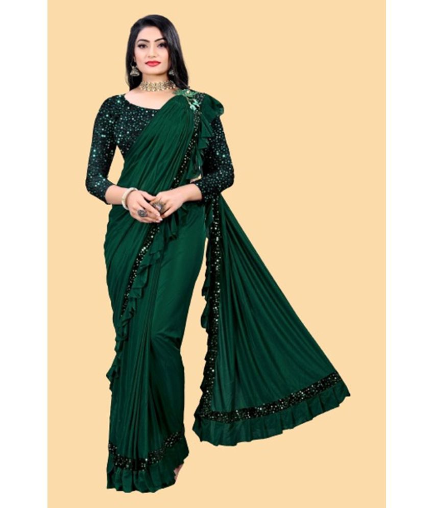     			JULEE - Green Lycra Saree With Blouse Piece ( Pack of 1 )
