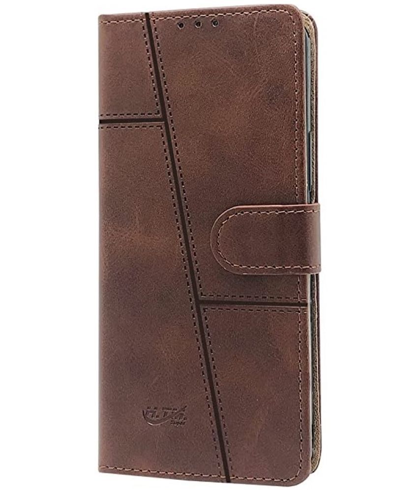     			Kosher Traders - Brown Artificial Leather Flip Cover Compatible For samsung Galaxy F62 ( Pack of 1 )
