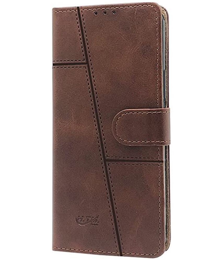     			Kosher Traders - Brown Artificial Leather Flip Cover Compatible For Xiaomi Redmi Note 11 ( Pack of 1 )