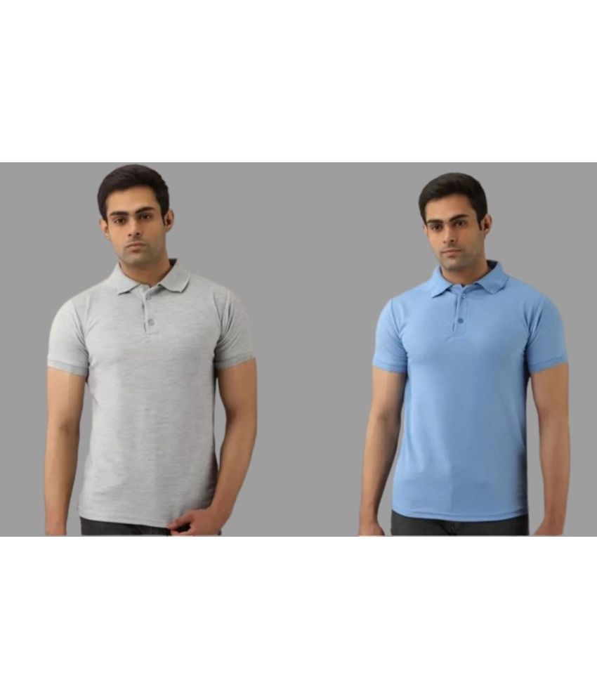     			SKYRISE - Multicolor Cotton Blend Slim Fit Men's Polo T Shirt ( Pack of 2 )