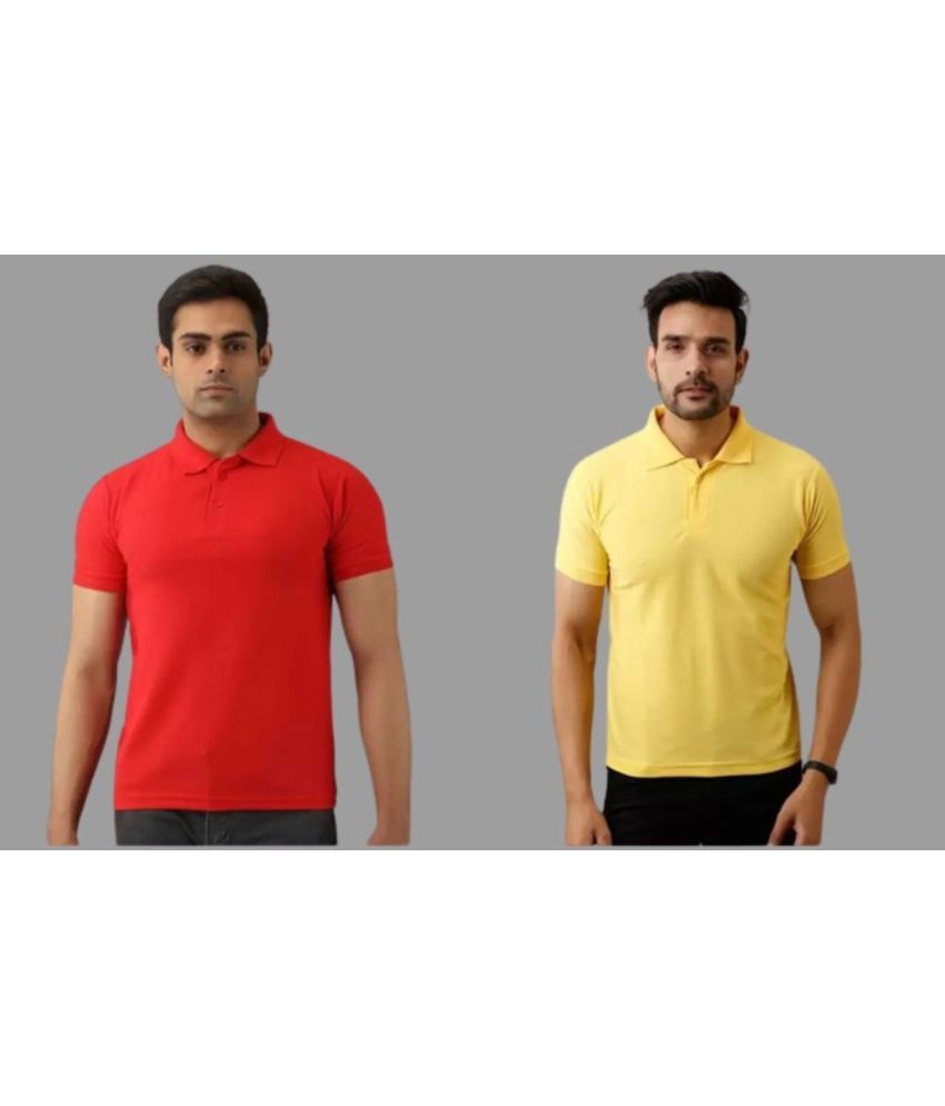     			SKYRISE - Multicolor Cotton Blend Slim Fit Men's Polo T Shirt ( Pack of 2 )