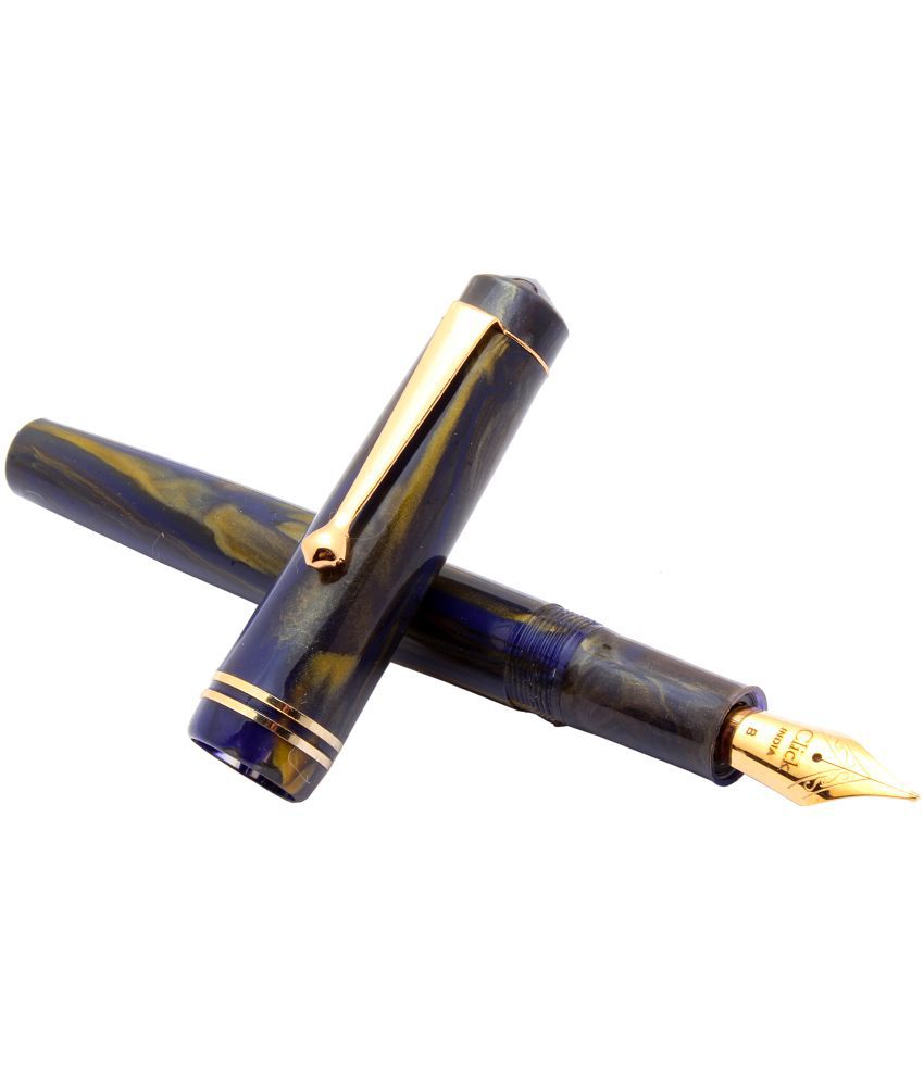     			Srpc Click Aristocrat Violet Marble Fountain Pen With 3in1 Ink Filling Mechanism, Golden Trims & Broad Nib