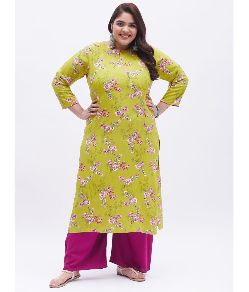     			Tissu - Lime Green Straight Rayon Women's Stitched Salwar Suit ( Pack of 1 )