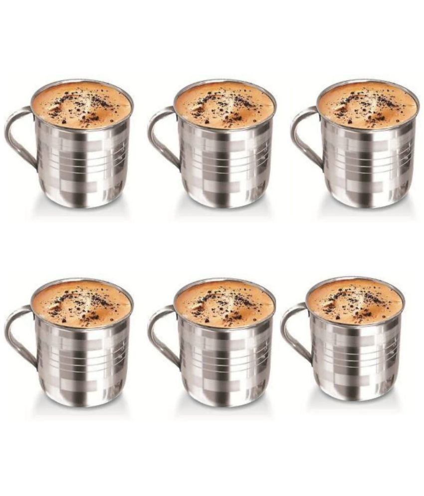     			VM OM SAI STEEL LIFETIME - Steel Double Walled Coffee Cup 100 ml ( Pack of 6 )
