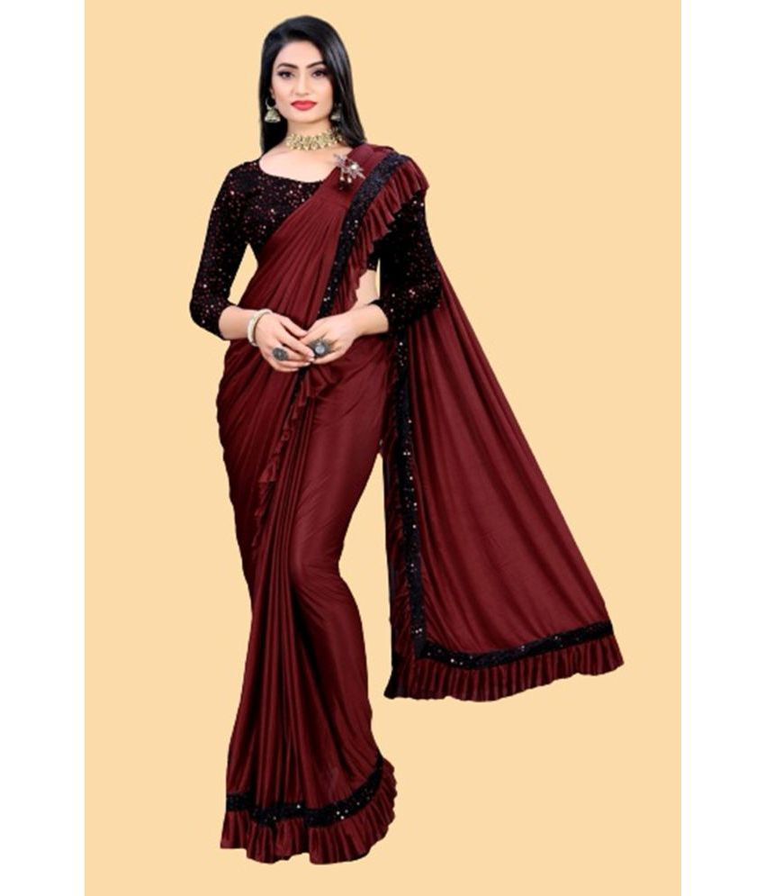     			JULEE - Maroon Lycra Saree With Blouse Piece ( Pack of 1 )