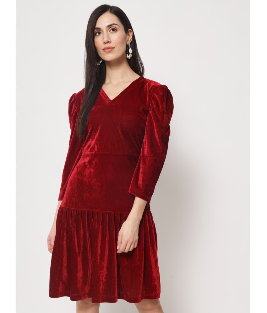     			Rudrakriti - Red Velvet Women's A-line Dress ( Pack of 1 )