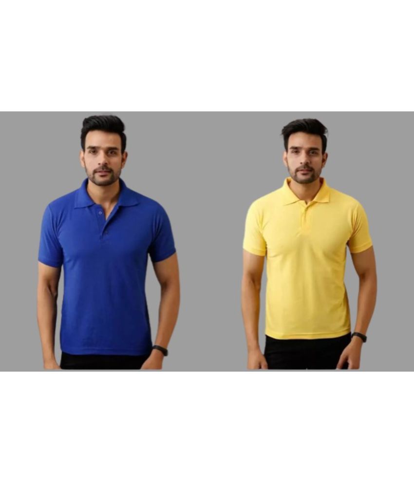     			SKYRISE - Multicolor Cotton Blend Slim Fit Men's Polo T Shirt ( Pack of 2 )