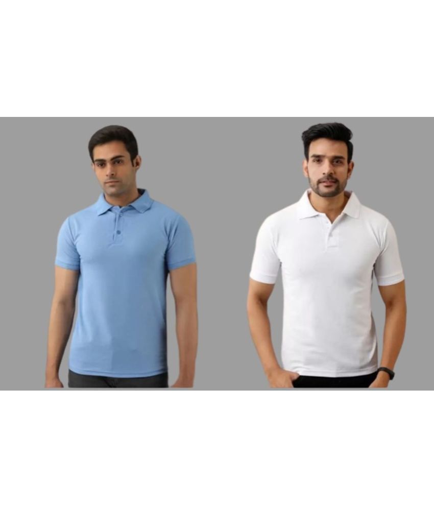     			SKYRISE - Multicolor Cotton Blend Slim Fit Men's Polo T Shirt ( Pack of 2 )