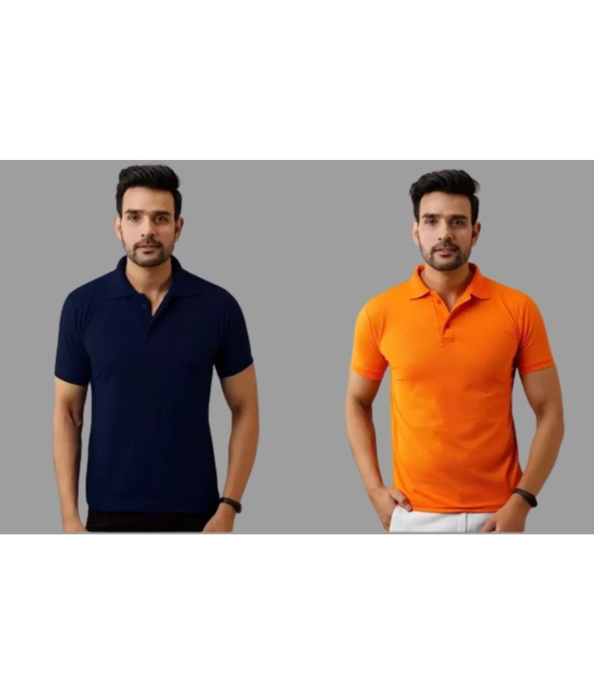     			SKYRISE - Multicolor Cotton Blend Slim Fit Men's Polo T Shirt ( Pack of 2 )