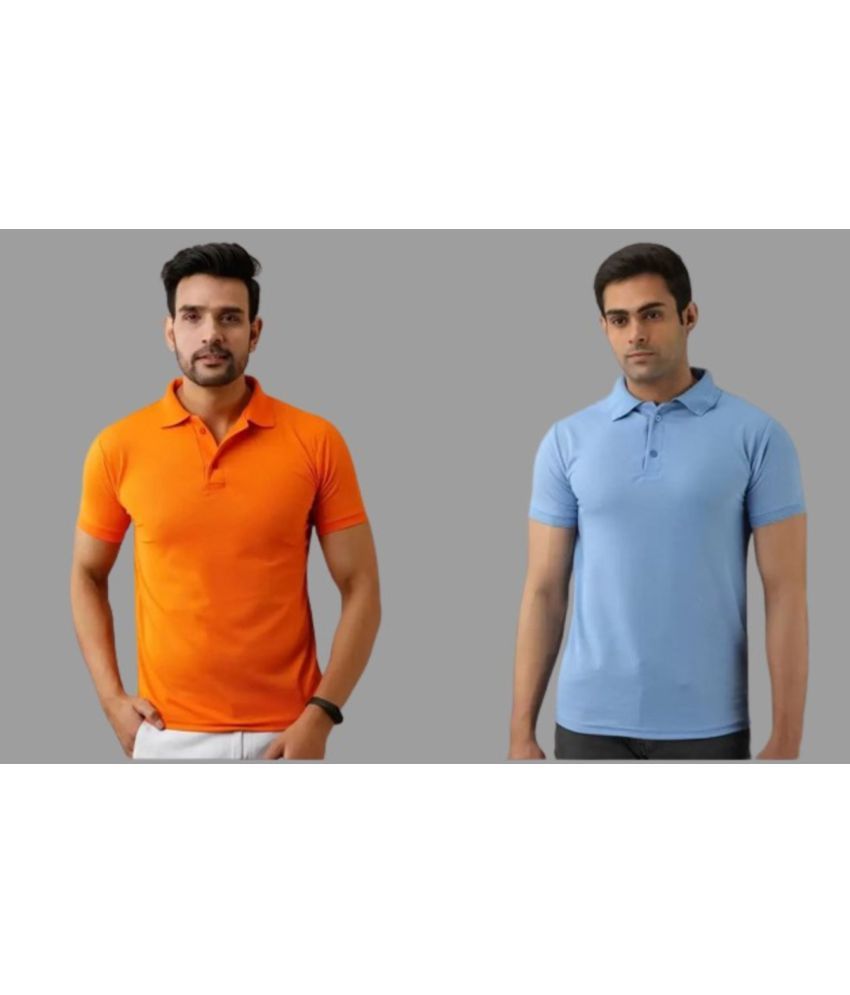     			SKYRISE - Multicolor Cotton Blend Slim Fit Men's Polo T Shirt ( Pack of 2 )