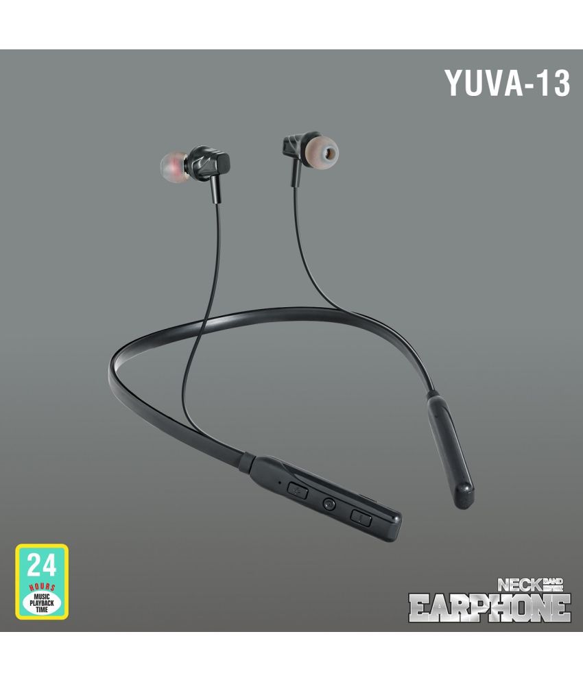 Tiger Yuva-13 In Ear Bluetooth Neckband 24 Hours Playback IPX5(Splash & Sweat Proof) Powerfull bass -Bluetooth Black