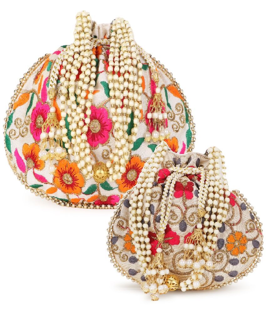     			Anekaant - Cream Silk Potli