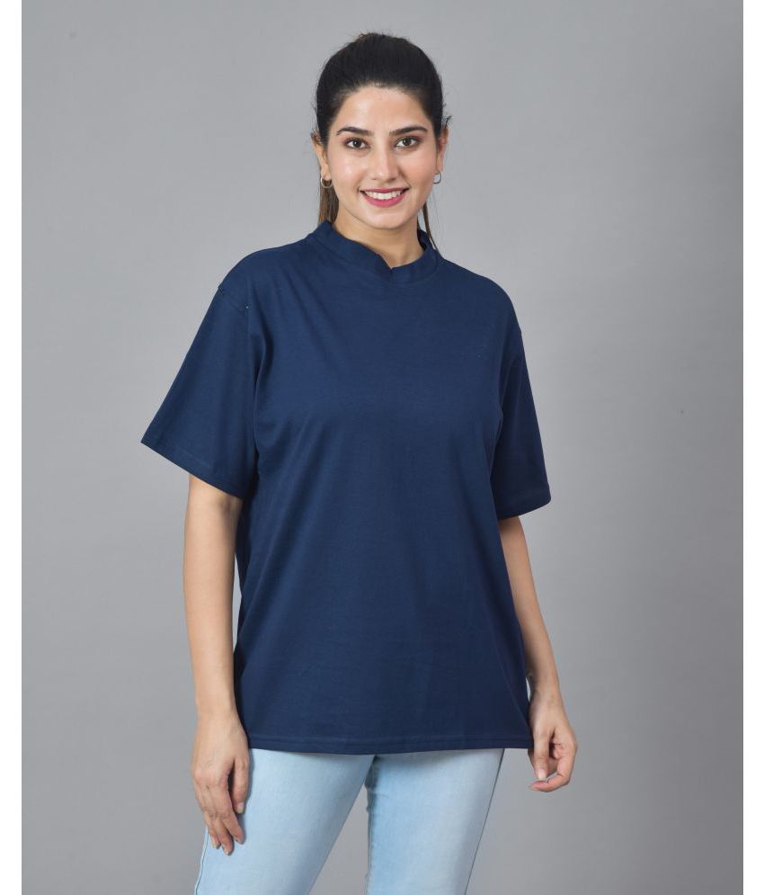     			DRIP STREET - Navy Blue Cotton Loose Fit Women's T-Shirt ( Pack of 1 )