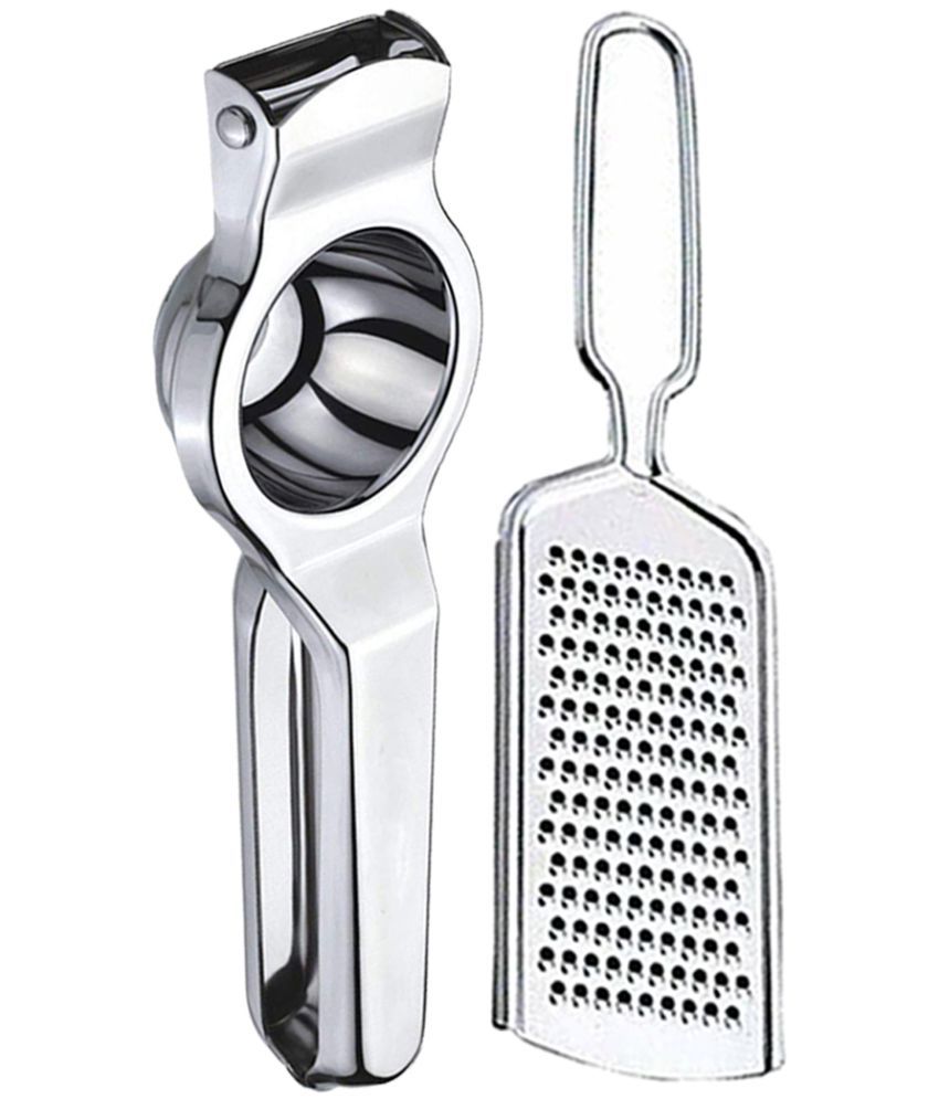     			JISUN - Silver Stainless Steel Cheese Grater & Lemon Squeezer ( Set of 2 )